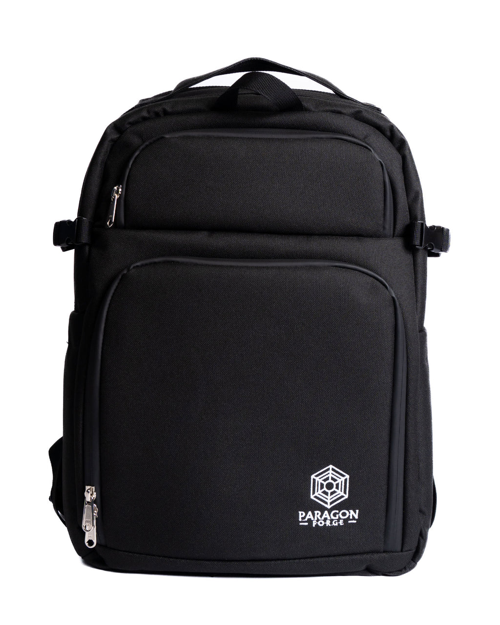 Black TCG backpack with white logo