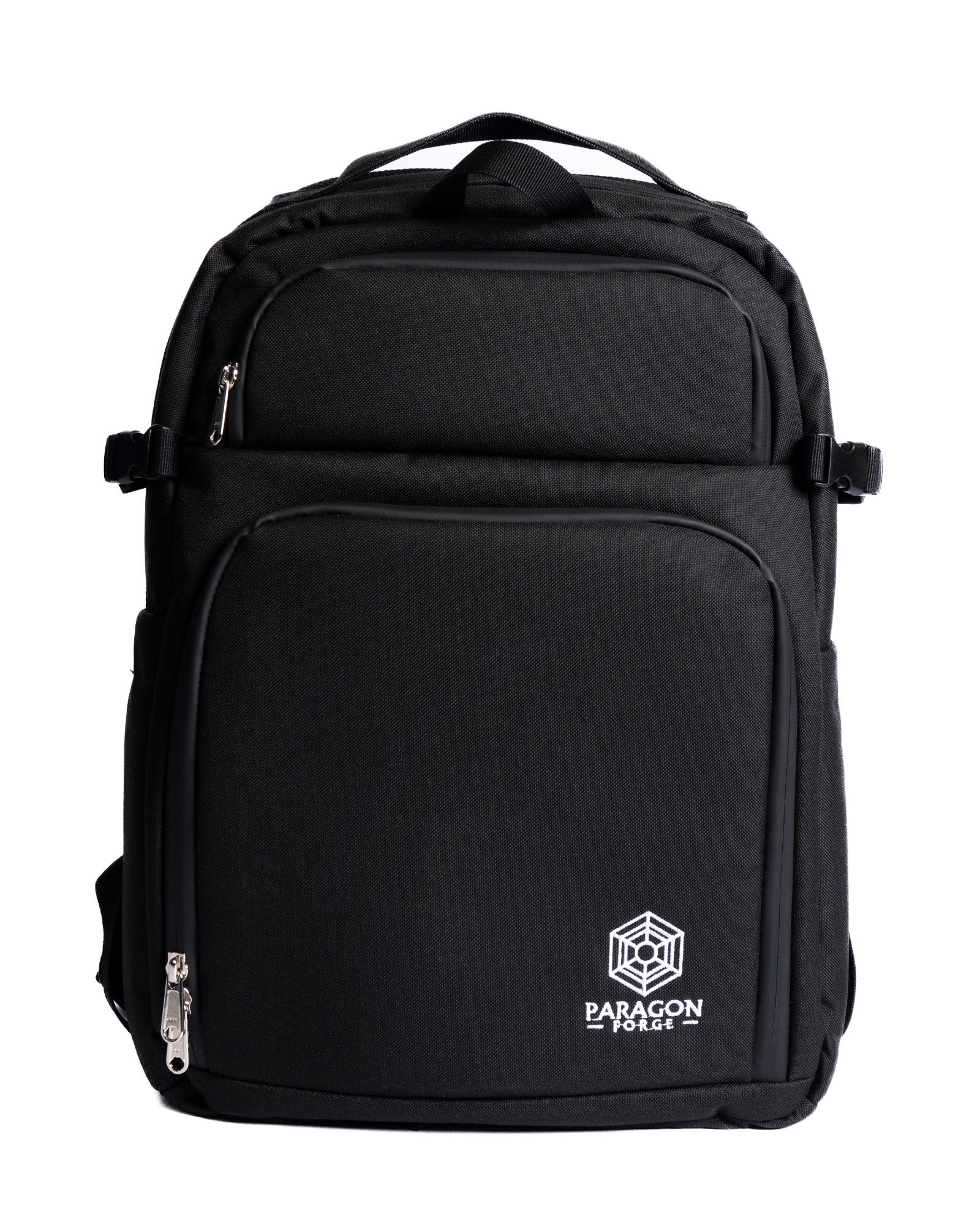 Black TCG backpack with white logo