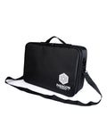 Black bag with a strap featuring the Paragon Forge logo